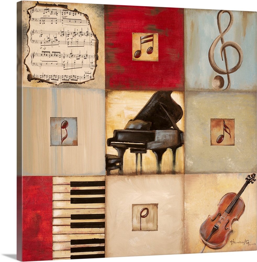 Musical Piano INSTRUMENTS   BOX FRAMED CANVAS ART Picture HDR 280gsm 