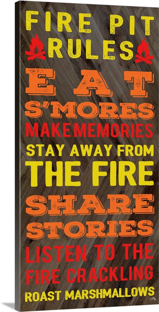 Fire Pit Rules Typography Artwork