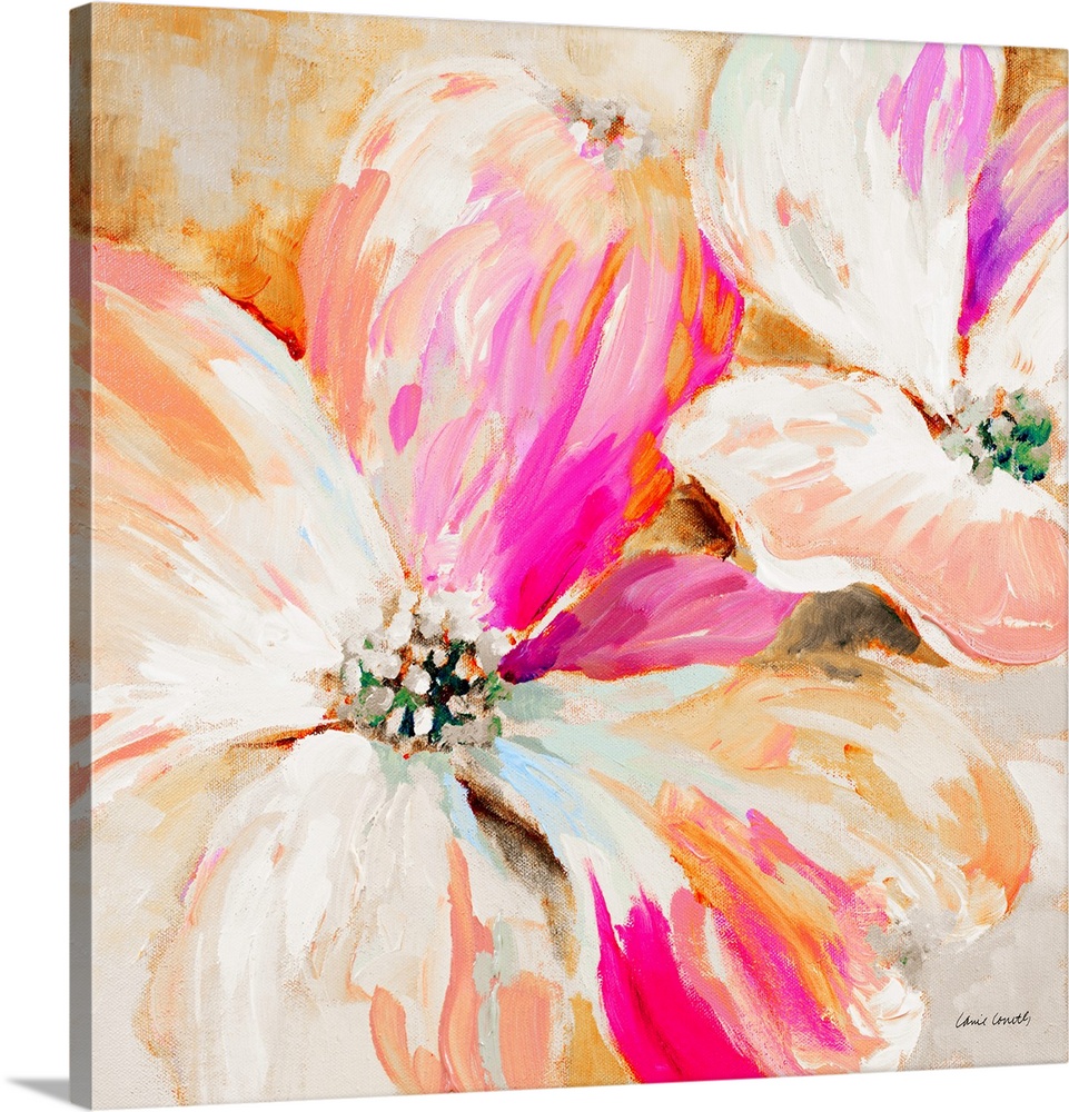 This decorative artwork features bright colors with visible brush strokes.