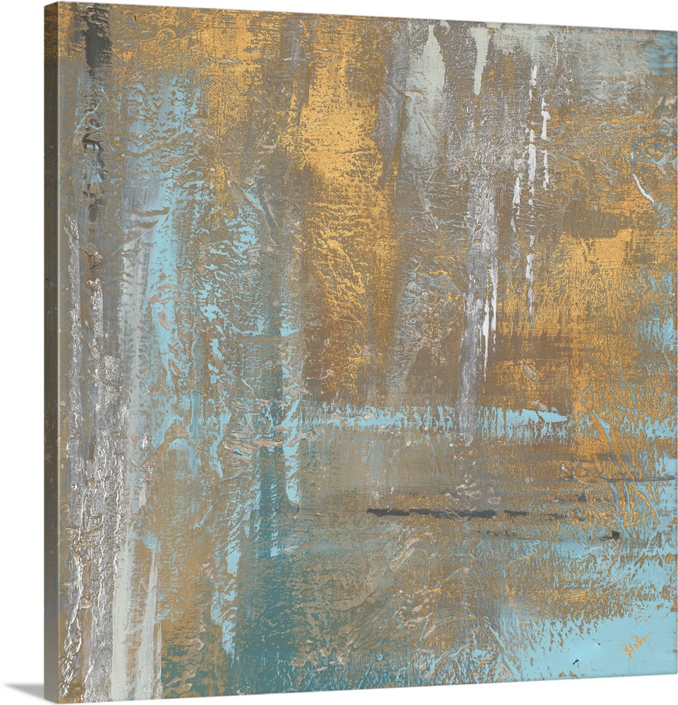 Gold Abstract on Teal