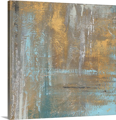 Gold Abstract on Teal