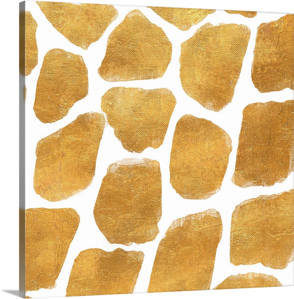 Gold animal print pattern on white.