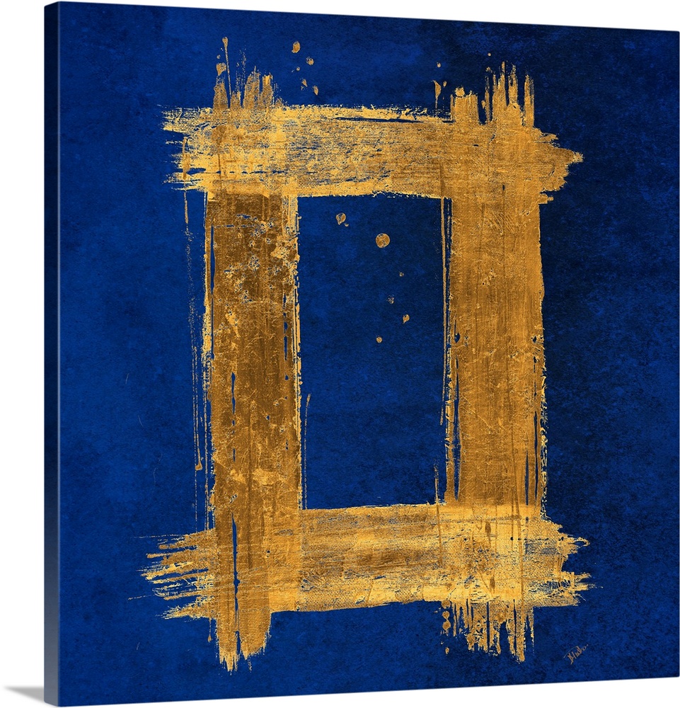Gold Rectangle on Blue