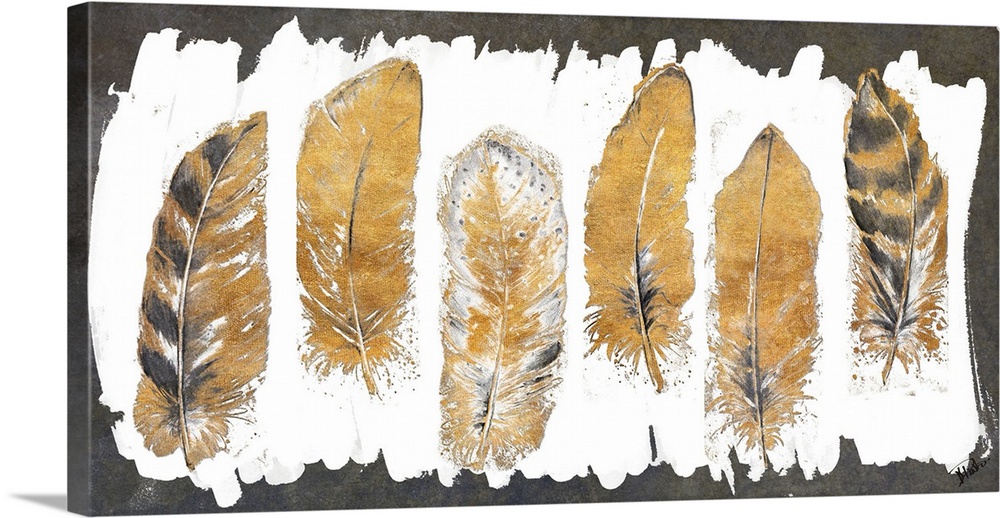 Gold Watercolor Feathers