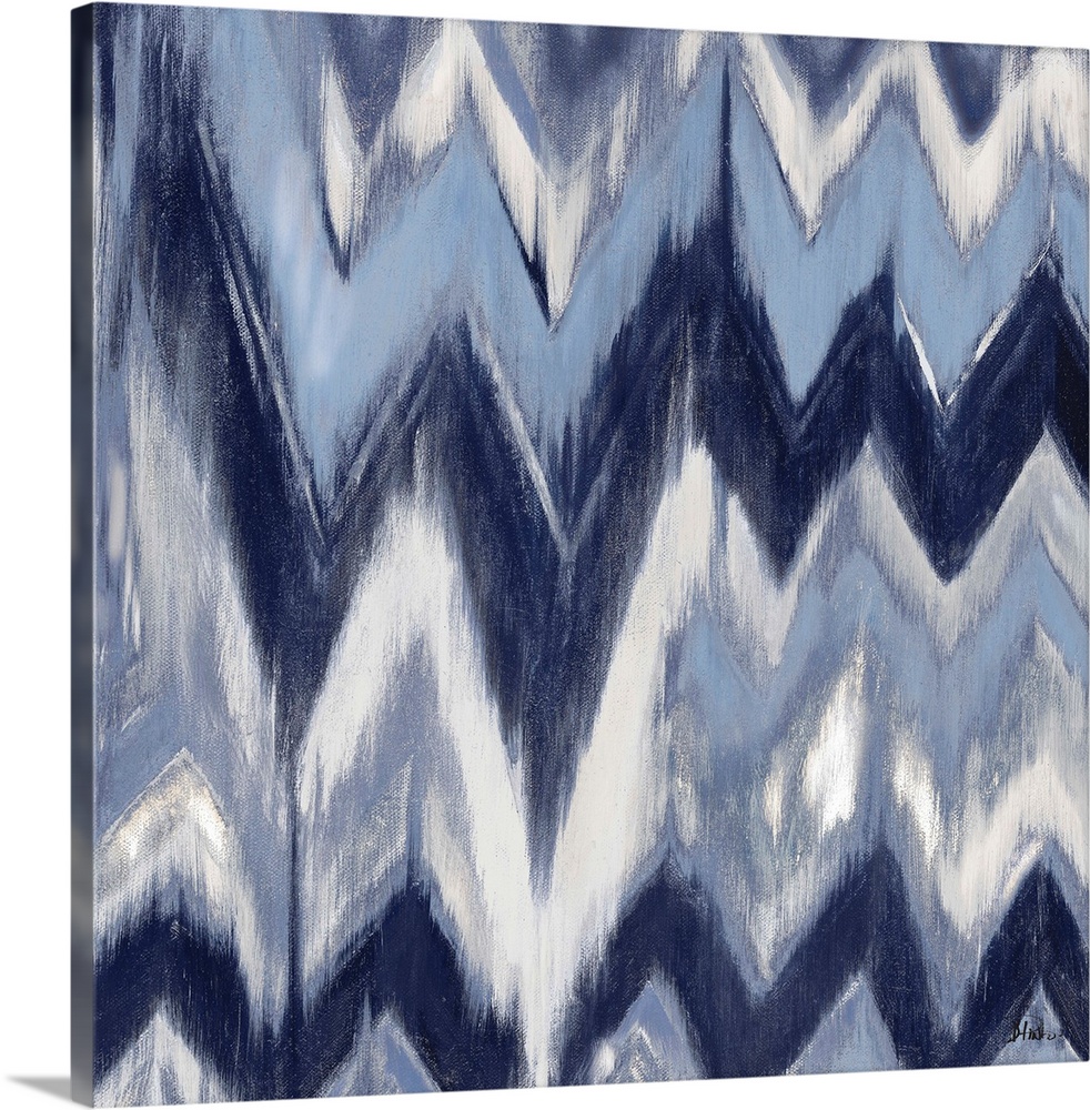 Contemporary blue chevron pattern with a weathered and rustic look to it.