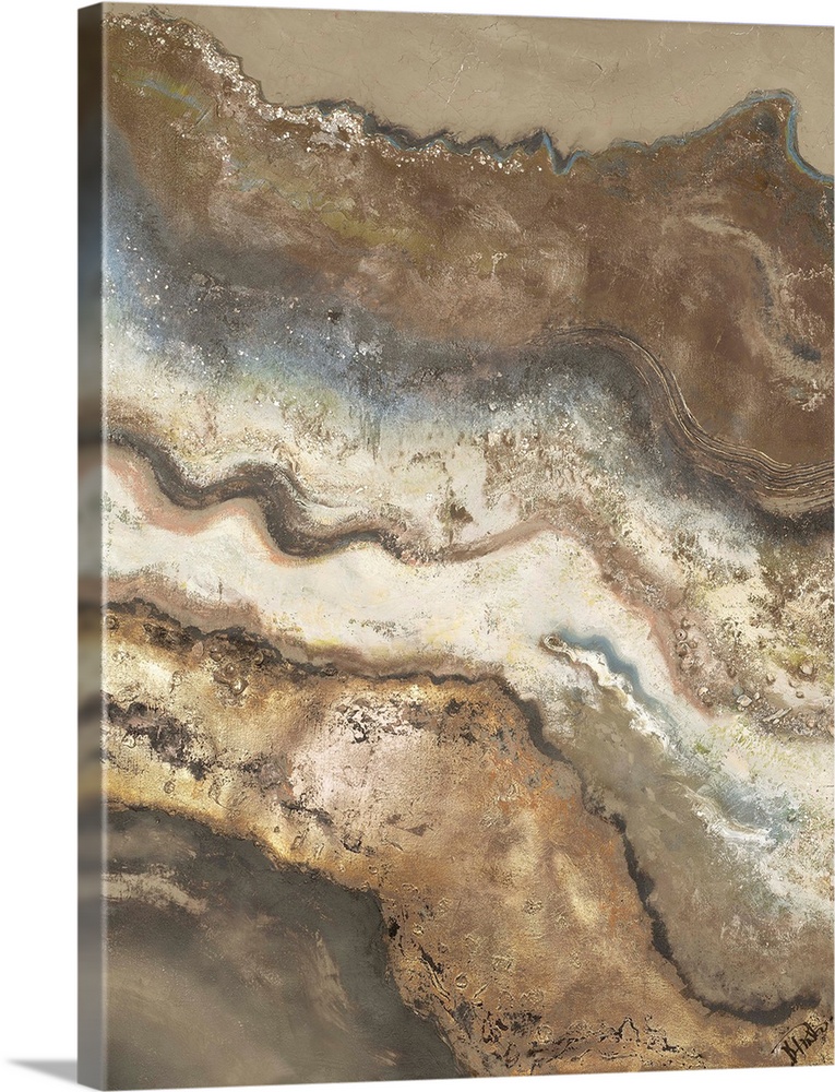 Contemporary abstract artwork resembling sedimentary rock layers.