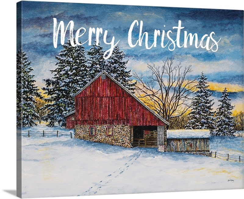Merry Christmas Barn Wall Art, Canvas Prints, Framed Prints, Wall Peels