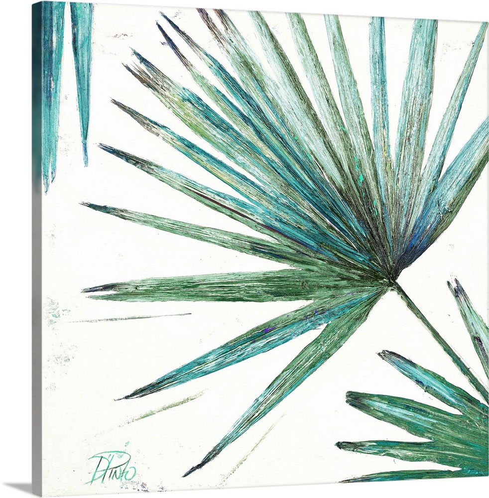 Decorative painting of a large leafy palm frond.