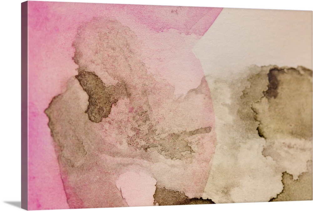 Pink and brown abstract watercolor painting.
