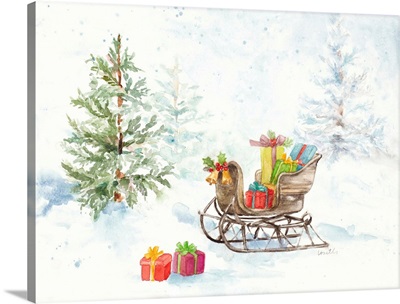 Presents In Sleigh On Snowy Day