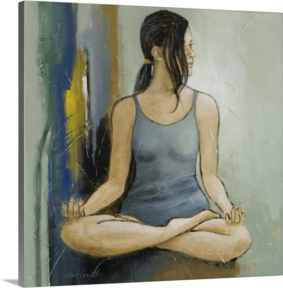 Contemporary painting of a woman in a yoga pose.