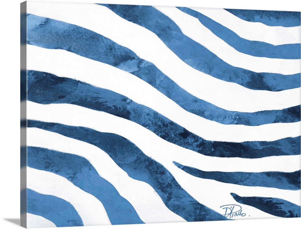 Watercolor zebra print in dark blue.
