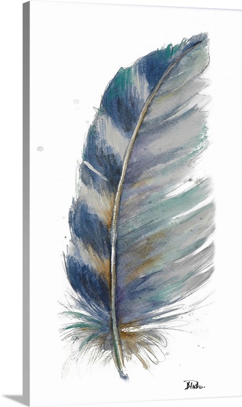 White Watercolor Feather I | Great Big Canvas