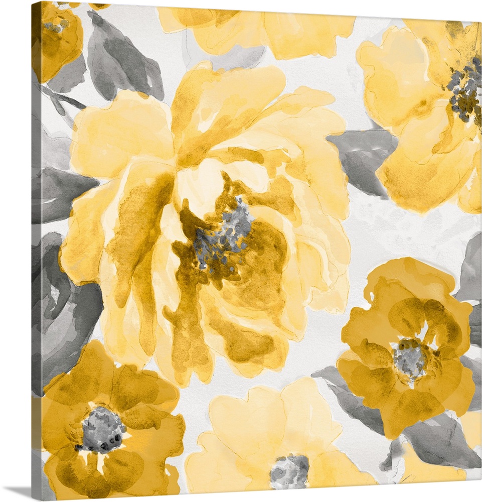 Yellow and Gray Floral Delicate II