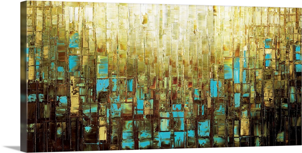 Large contemporary blue and brown modern abstract