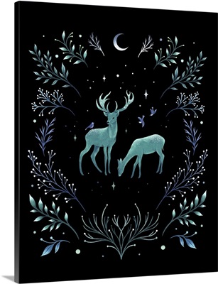 Deers In The Moonlight Forested Mint