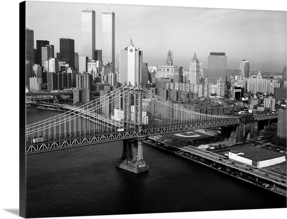 A view of the Manhattan Bridge, looking towards Manhattan. Photograph, 1979.