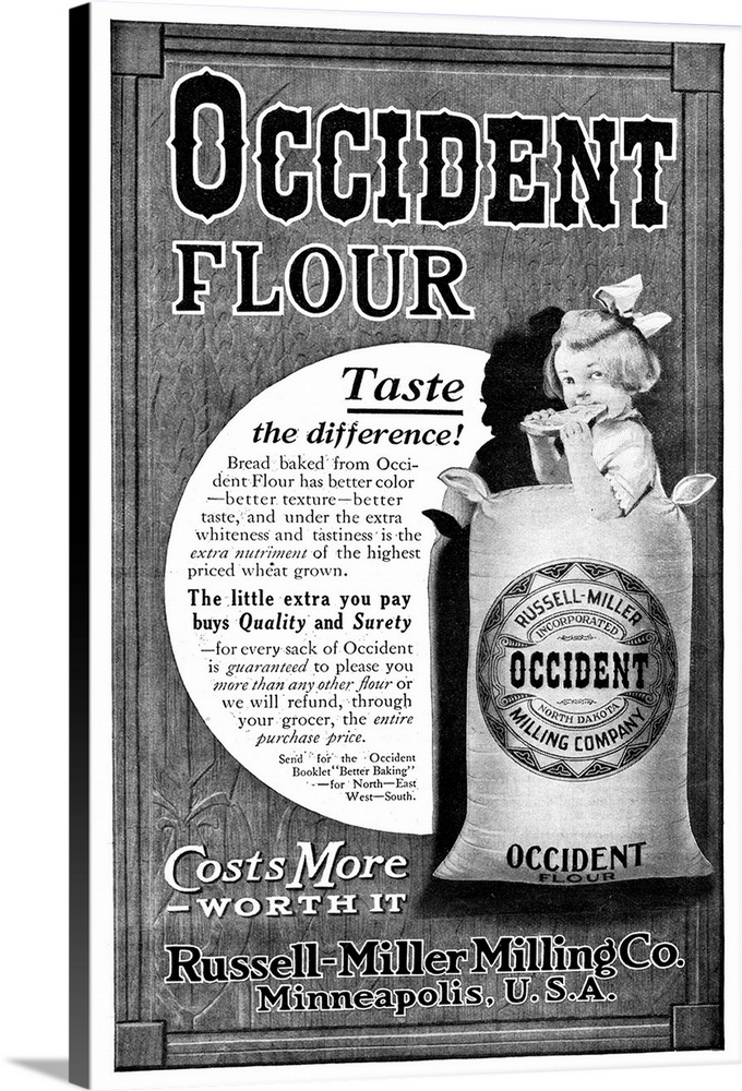 VINTAGE OCCIDENT FLOUR THERMOMETER RUSSELL-MILLER Milling Company Makes  Bread