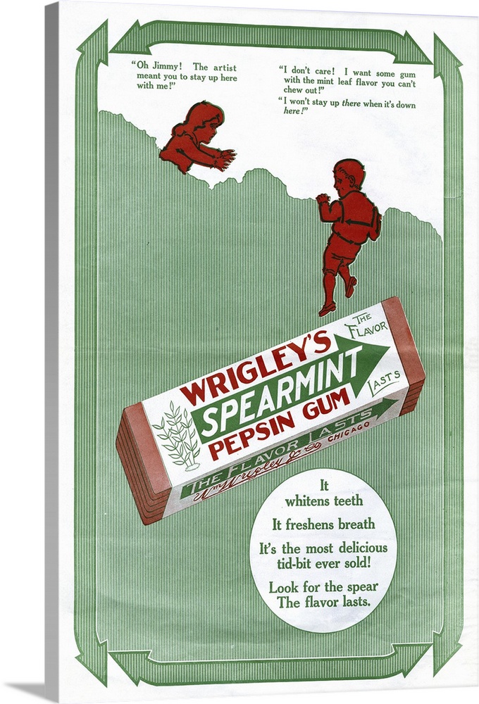 Ad, Wrigley's, 1911. American Advertisement For Wrigley's Spearmint Pepsin Gum, 1911.