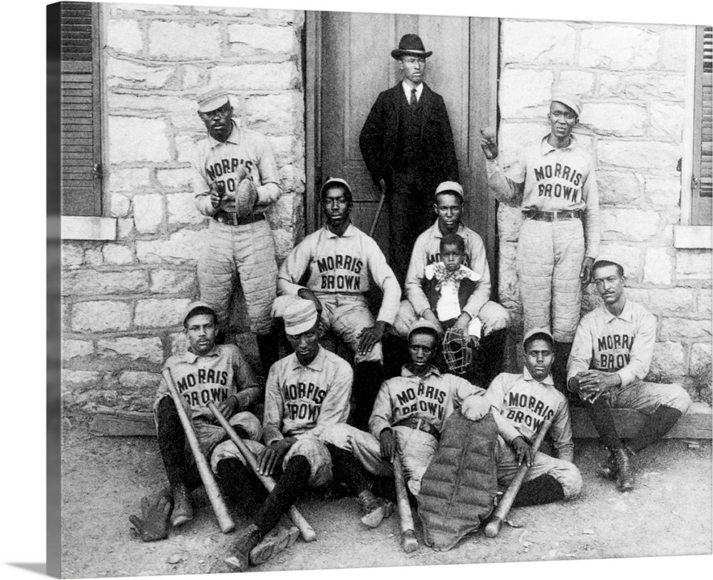 A late 19th century photograph of baseball players from Morris Brown College, Georgia, exhibited by W.E.B. du Bois in the ...