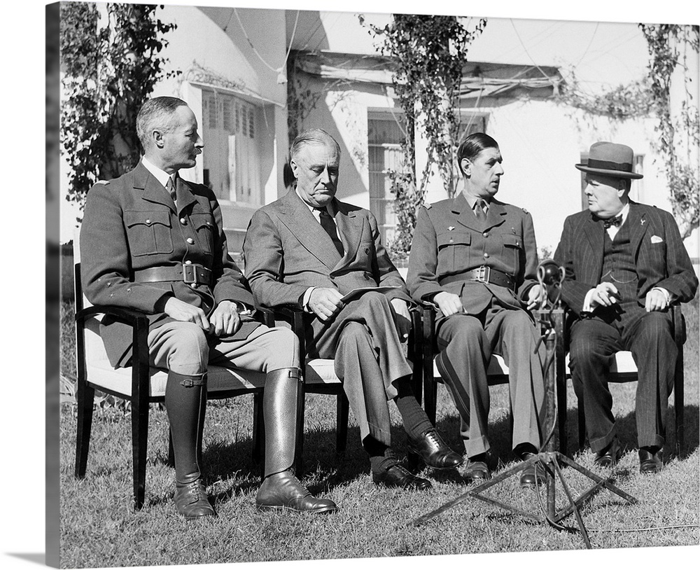 Allied leaders at the Casablanca Conference held at the Hotel Anfa in Casablanca, Morocco, January 1943. Left to right: Ge...