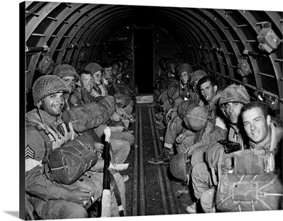 American paratroopers on their way to Sicily, WWII, 1943