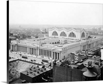 An aerial view of Penn Station in New York City, 1915