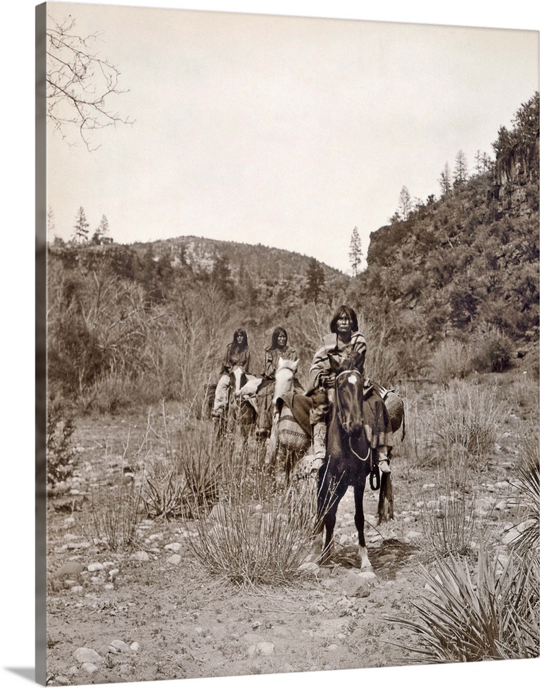 Apache On Horseback, C1903. three Apache Men On Horseback. Photograph By Edward Curtis, C1903.