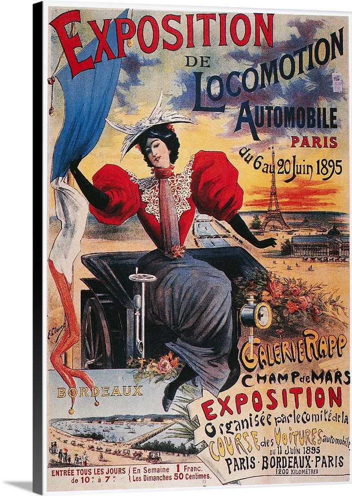 Poster advertising an automobile exposition at Paris. Lithograph, French, 1895.