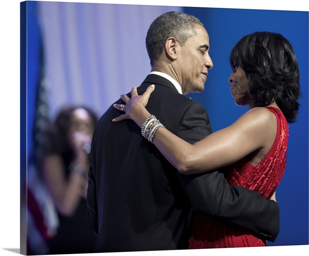 BARACK OBAMA (1961- ). 44th President of the United States. Dancing with First Lady Michelle Obama at a ball in honor of h...