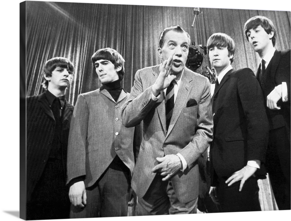 Beatles And Ed Sullivan Solid-Faced Canvas Print