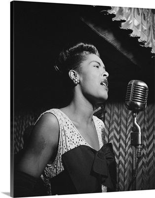 Billie Holiday performing at Downbeat in New York City, 1947