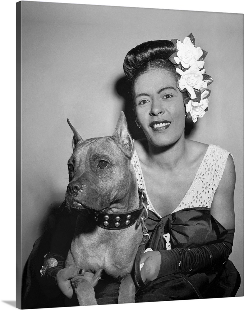 American singer. With her dog Mister. Photograph by William P. Gottlieb, c1947.