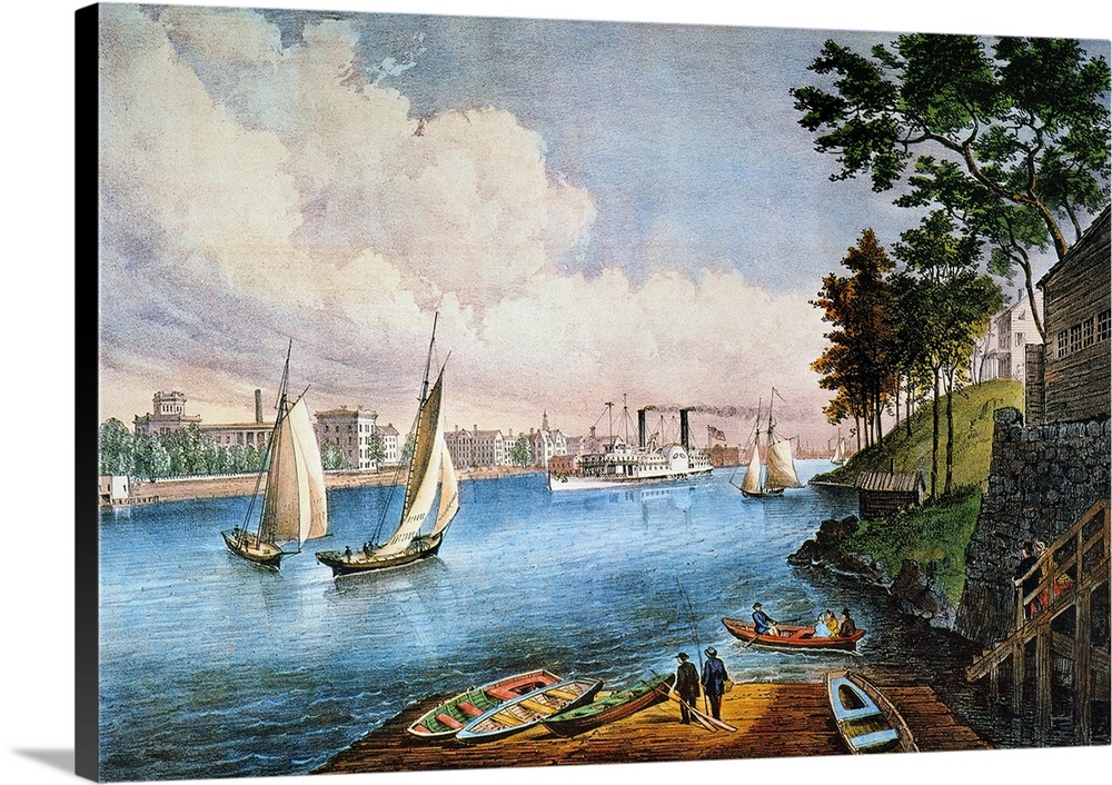 'Blackwell's Island, East River, New York.' Lithograph, 1862, by Currier
