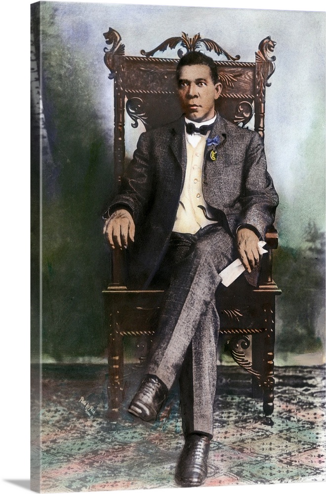 BOOKER T. WASHINGTON (1856-1915). American educator. Oil over a photograph, c1900.