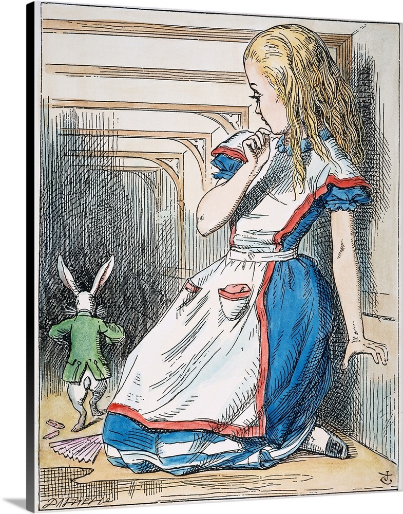 The White Rabbit 'scurried away into the darkness as hard as he could go.' After the design by Sir John Tenniel for the fi...