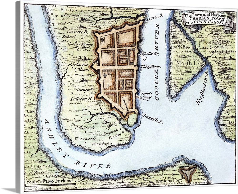 Charleston, SC, 1732. Plan Of Charleston, South Carolina, 1732.