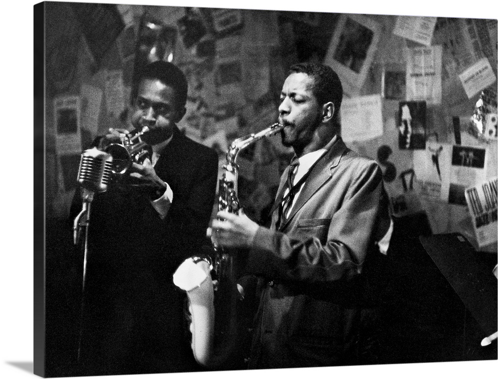 Don Cherry on trumpet, and Ornette Coleman on saxophone, performing the The Five Spot in New York City, 1959. Photograph b...