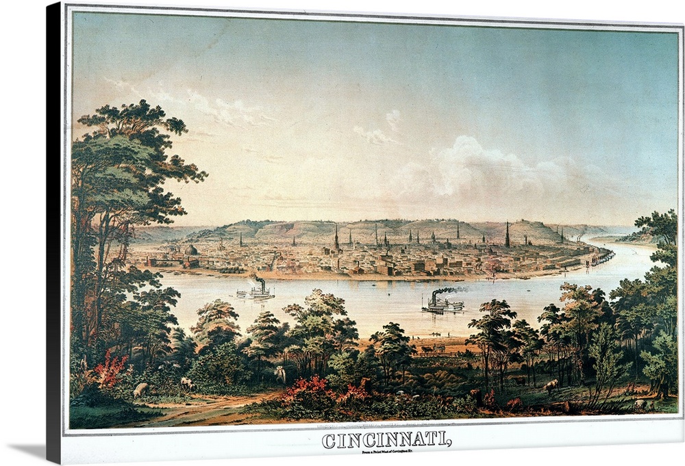 Cincinnati, Ohio, C1856. View Of Cincinnati As Seen From the South Bank Of the Ohio River. Lithograph, C1856.