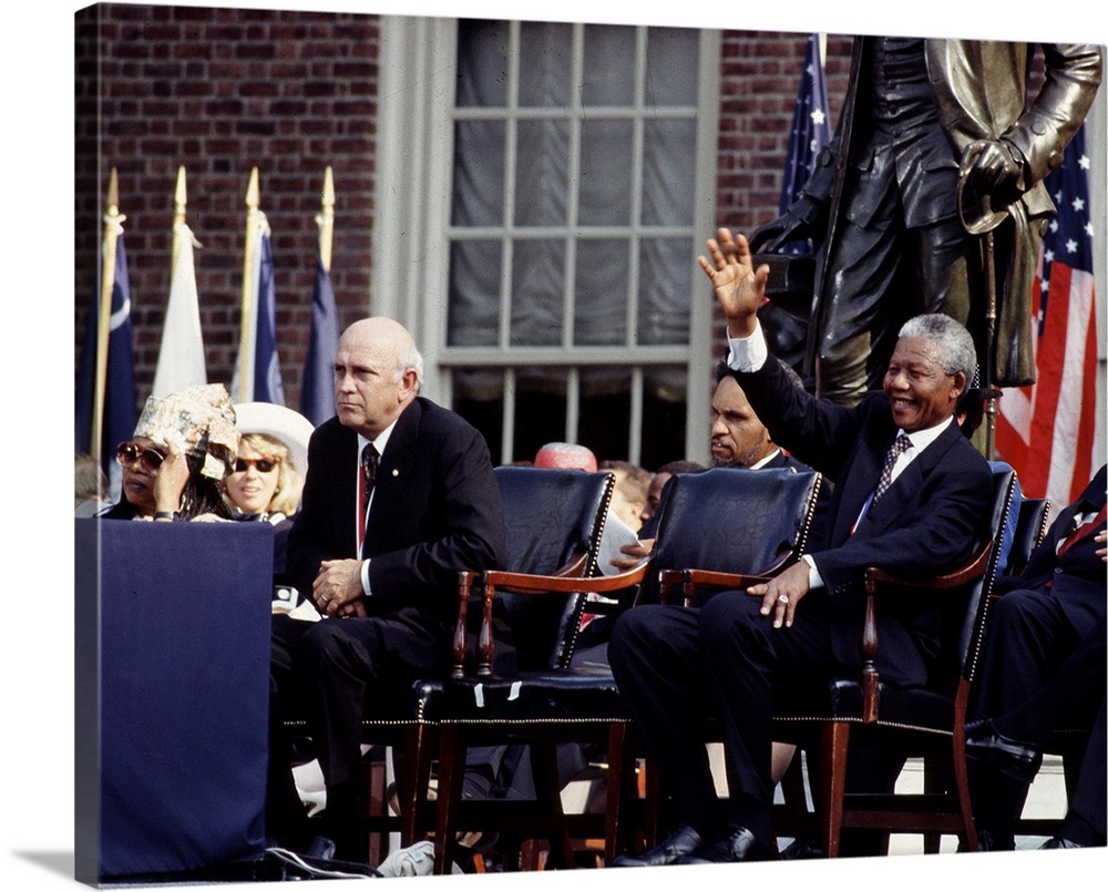 DE KLERK AND MANDELA, 1993. F. W. de Klerk, the last president of apartheid-era South Africa, and Nelson Mandela in Philad...