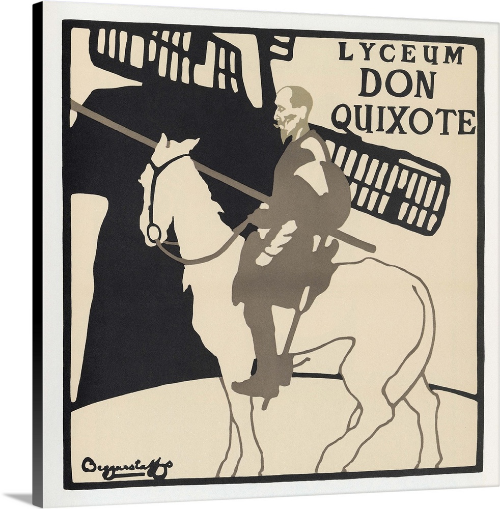 Poster for a production of 'Don Quixote' at the Lyceum Theatre in London, England. Lithograph by The Beggarstaff Brothers,...