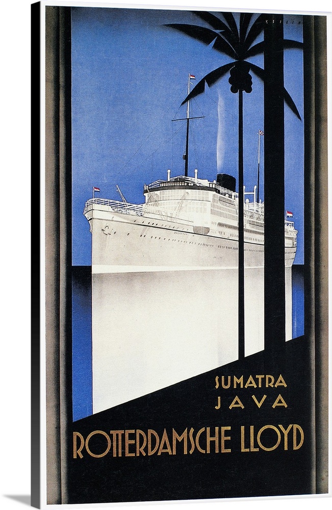 Dutch poster by V. Stein, 1932, for Rotterdam Lloyd's