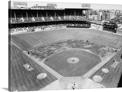 Ebbets Field during a game between the New York Yankees and the Brooklyn Dodgers