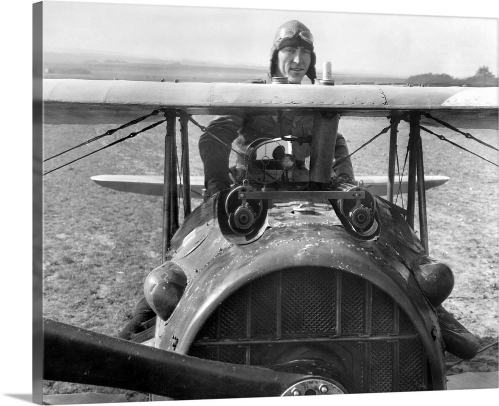 (1890-1973). American aviator. Lieutenant Rickenbacker in the cockpit of his Spad, 94th Aero Squadron, near Rembercourt, F...