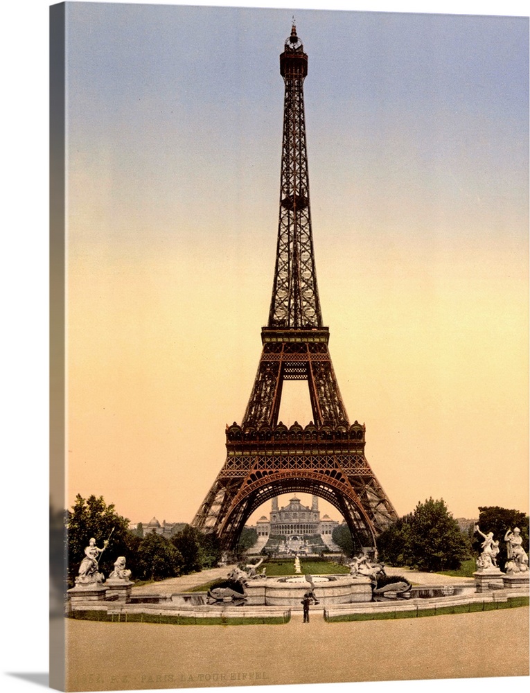 A view of the Eiffel Tower and the Trocadero during the Exposition Universelle of 1900 in Paris, France. Photochrome, c1900.