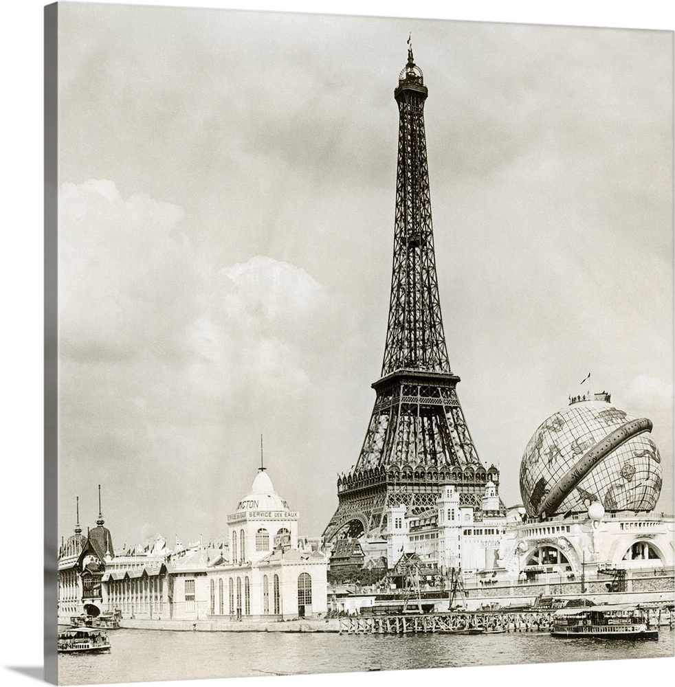 The Eiffel Tower and the Celestial Globe. Photographed during the International Exposition at Paris, 1900.