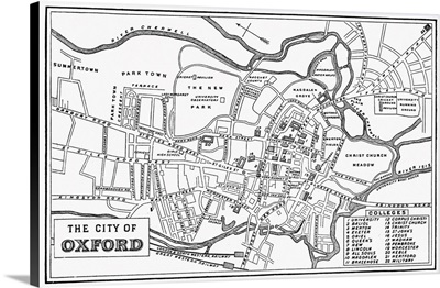 England, Map Of Oxford, c1885