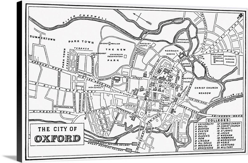 England, Map Of Oxford, c1885 | Great Big Canvas