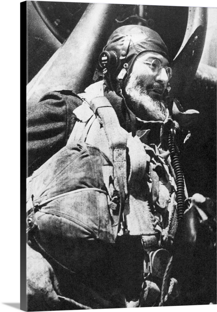 0063686.ERNEST HEMINGWAY (1899-1961). American writer. At a bomber base in England, June 1944.