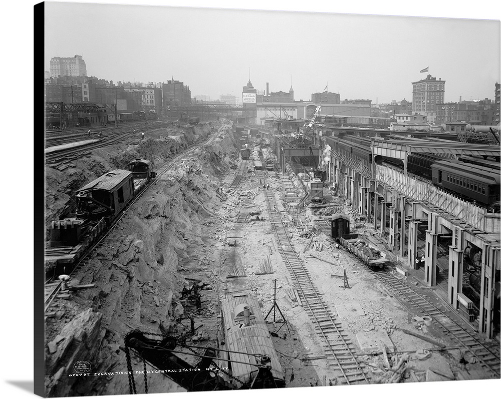 Excavations at the construction site of Grand Central Station in New York City. Photograph, c1908.